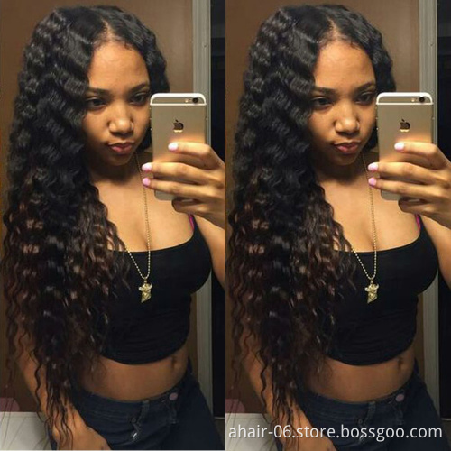 Factory price good quality brazilian remy human hair,raw virgin hair bundles deep wave with lace frontals